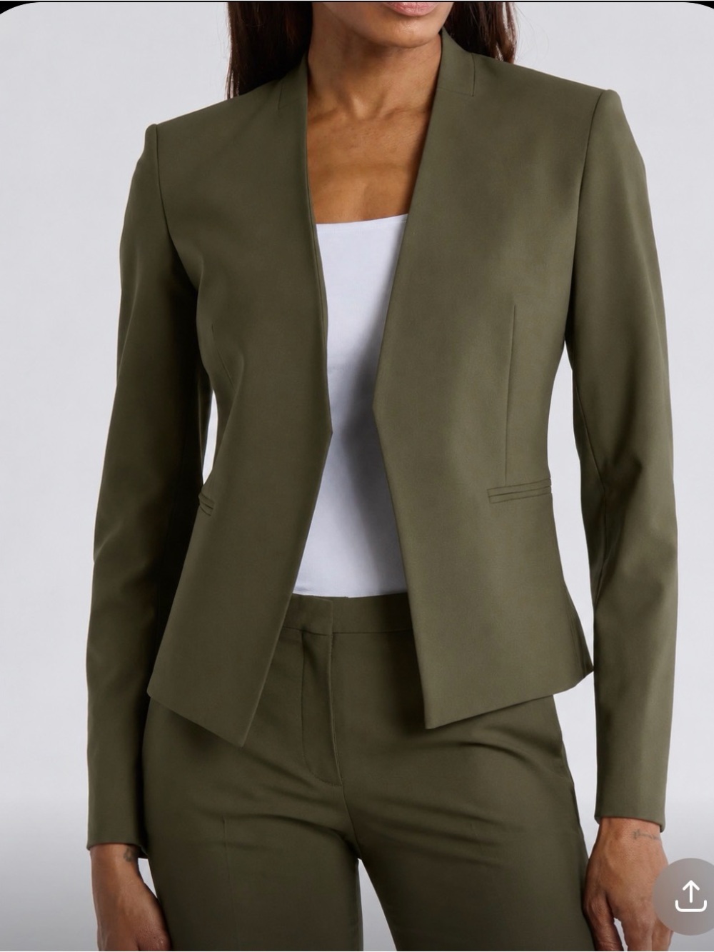 Theory Lanai open front olive green blazer jacket 6